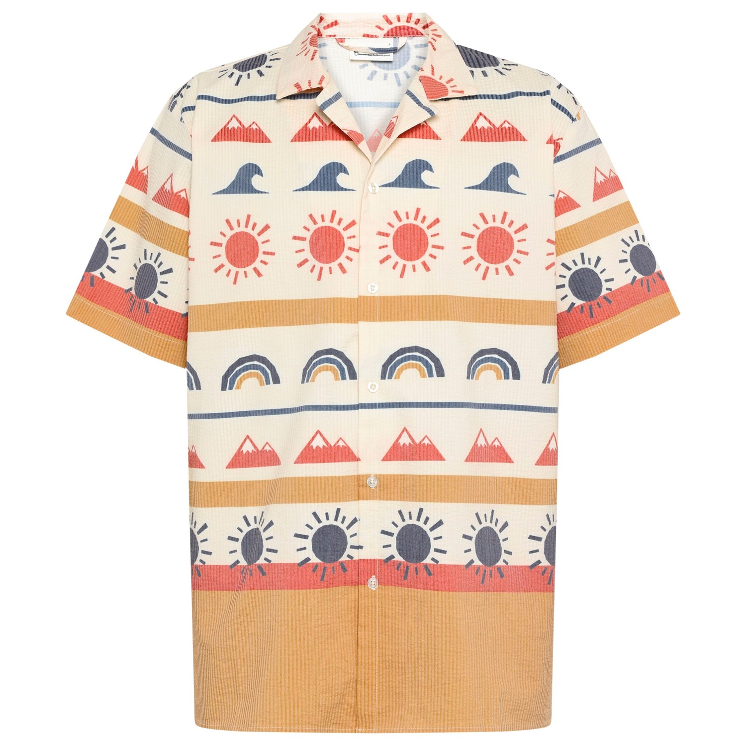 KnowledgeCotton Apparel - Box Fit Short Sleeved AOP Seersucker Shirt - Hemd