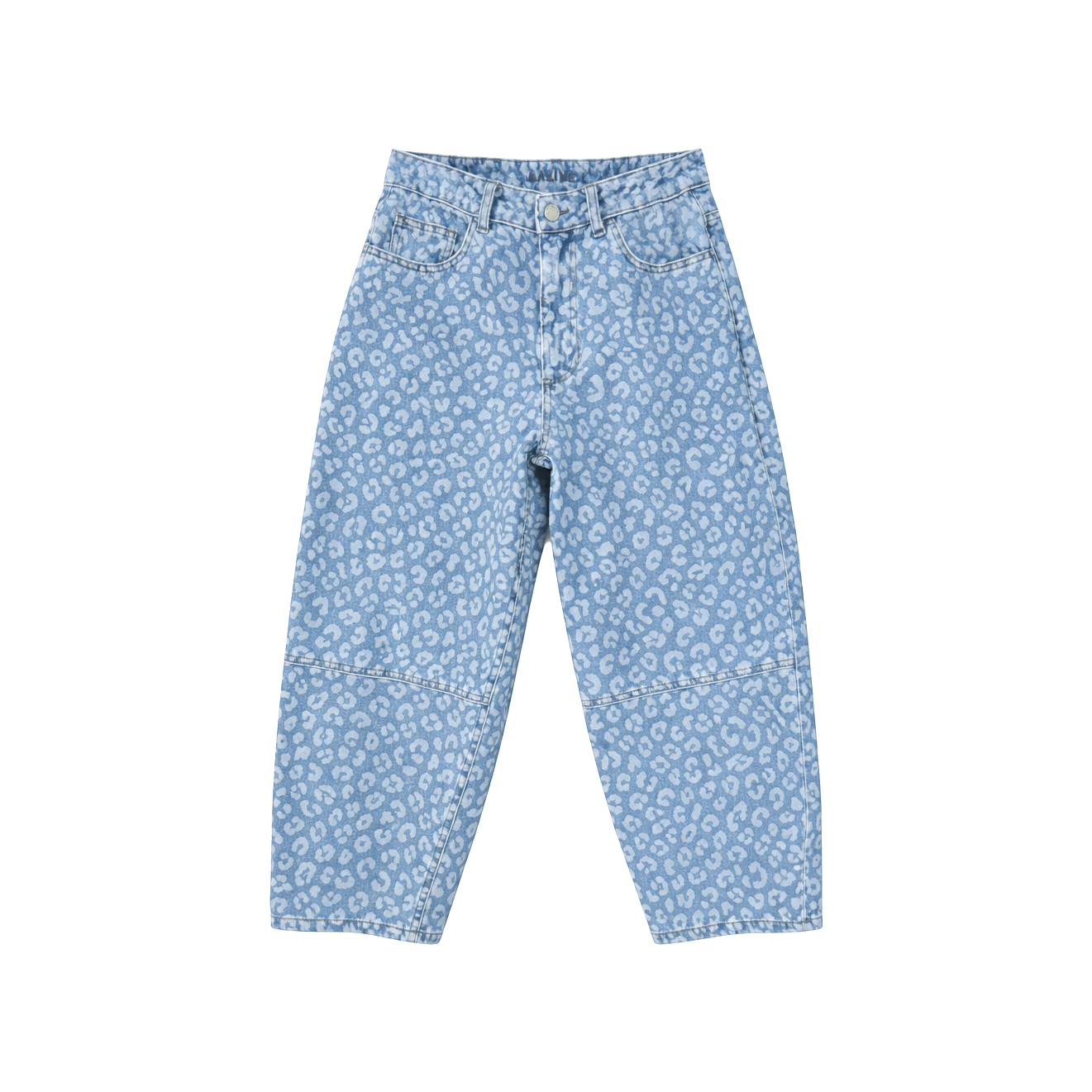 Mazine - Women's Printed Barrel Leg Denim Pants - Jeans