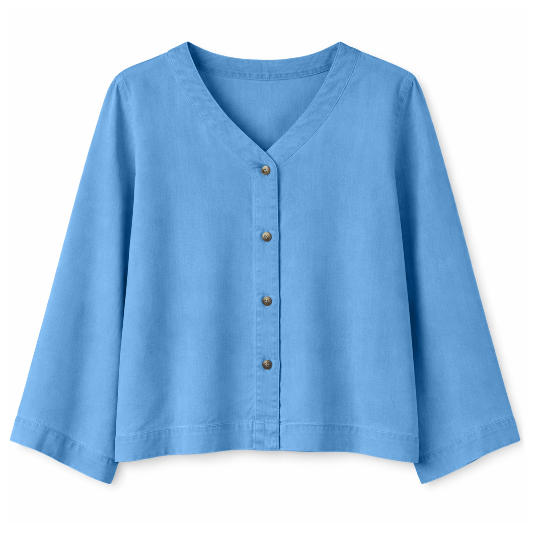 Mazine - Women's V-Neck Tencel Blouse - Bluse